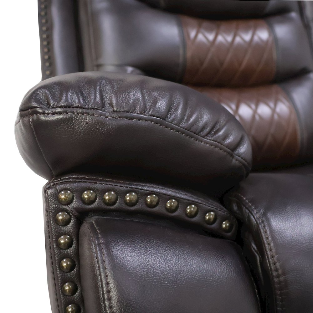 Nikko 3-Piece Faux Leather Power Living Room Set, Brown. Picture 14