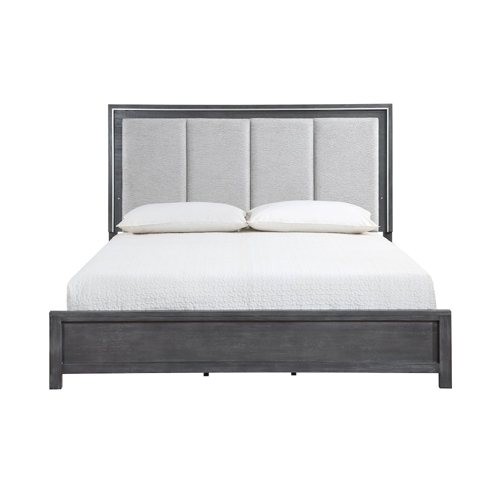 Odessa Wood Queen Bed, Charcoal Gray. Picture 3