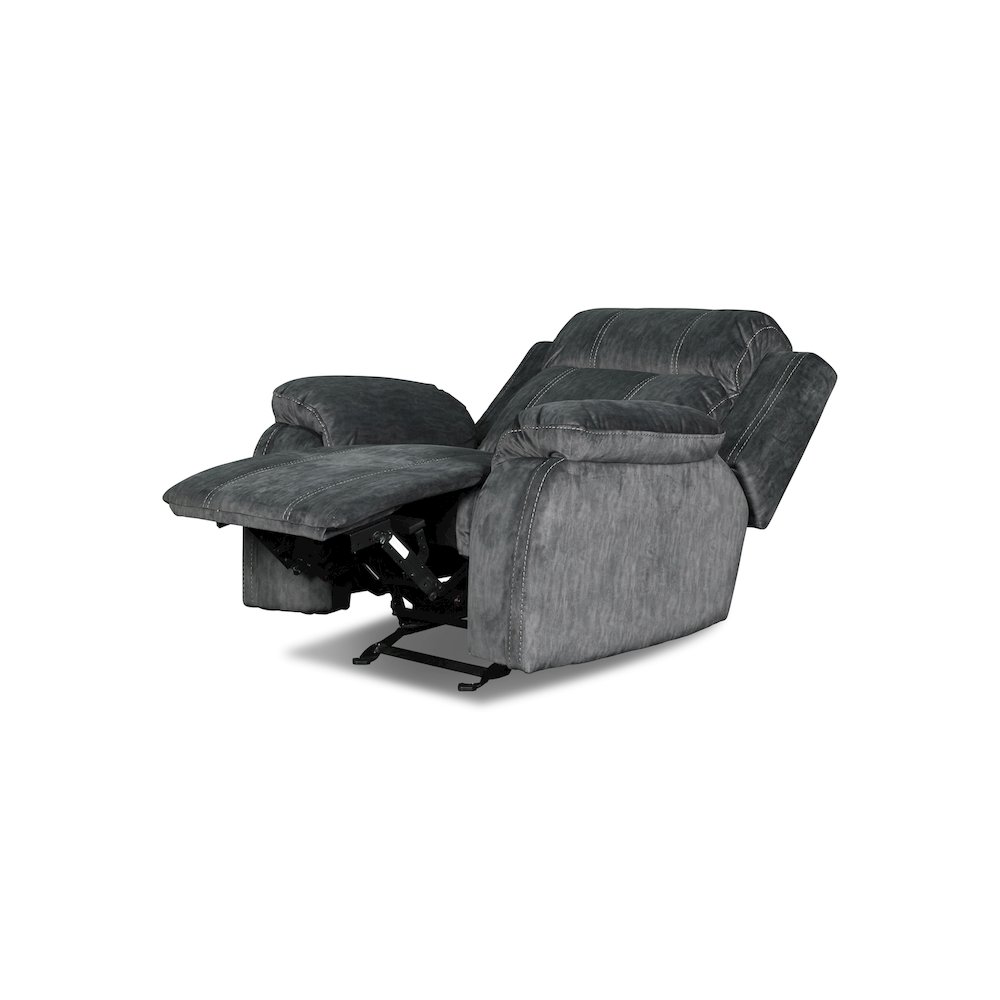 Furniture Tango Polyester Fabric Glider Recliner in Shadow Gray. Picture 4