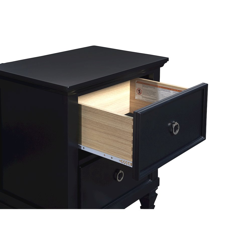 Tamarack Wood 2-Drawer Nightstand in Black. Picture 6