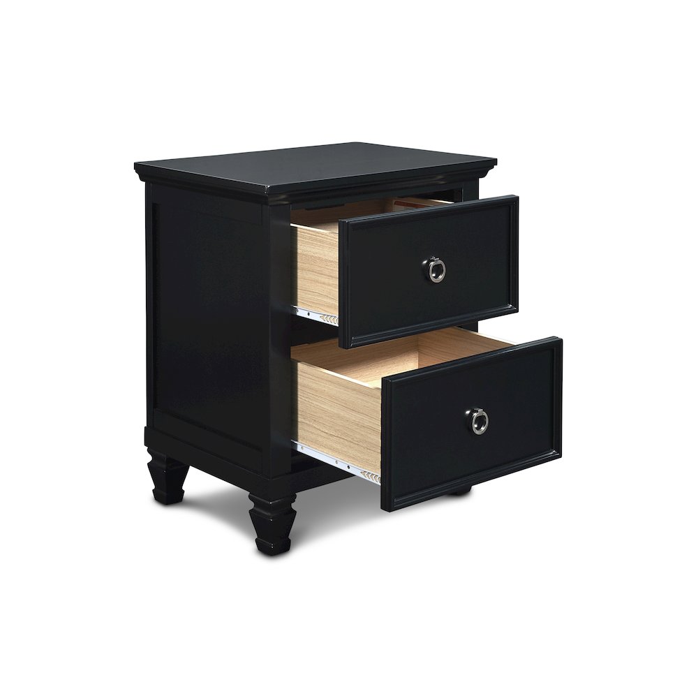 Tamarack Wood 2-Drawer Nightstand in Black. Picture 4
