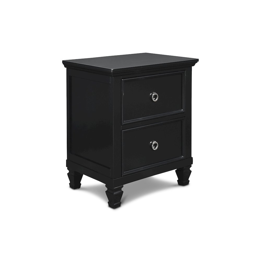 Tamarack Wood 2-Drawer Nightstand in Black. Picture 1