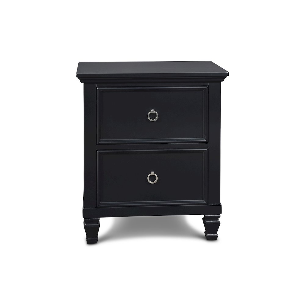 Tamarack Wood 2-Drawer Nightstand in Black. Picture 3