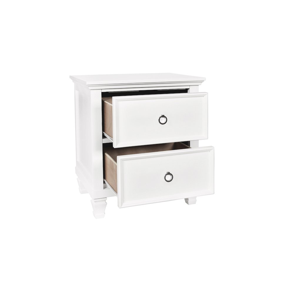 Tamarack Wood 2-Drawer Nightstand in White. Picture 4