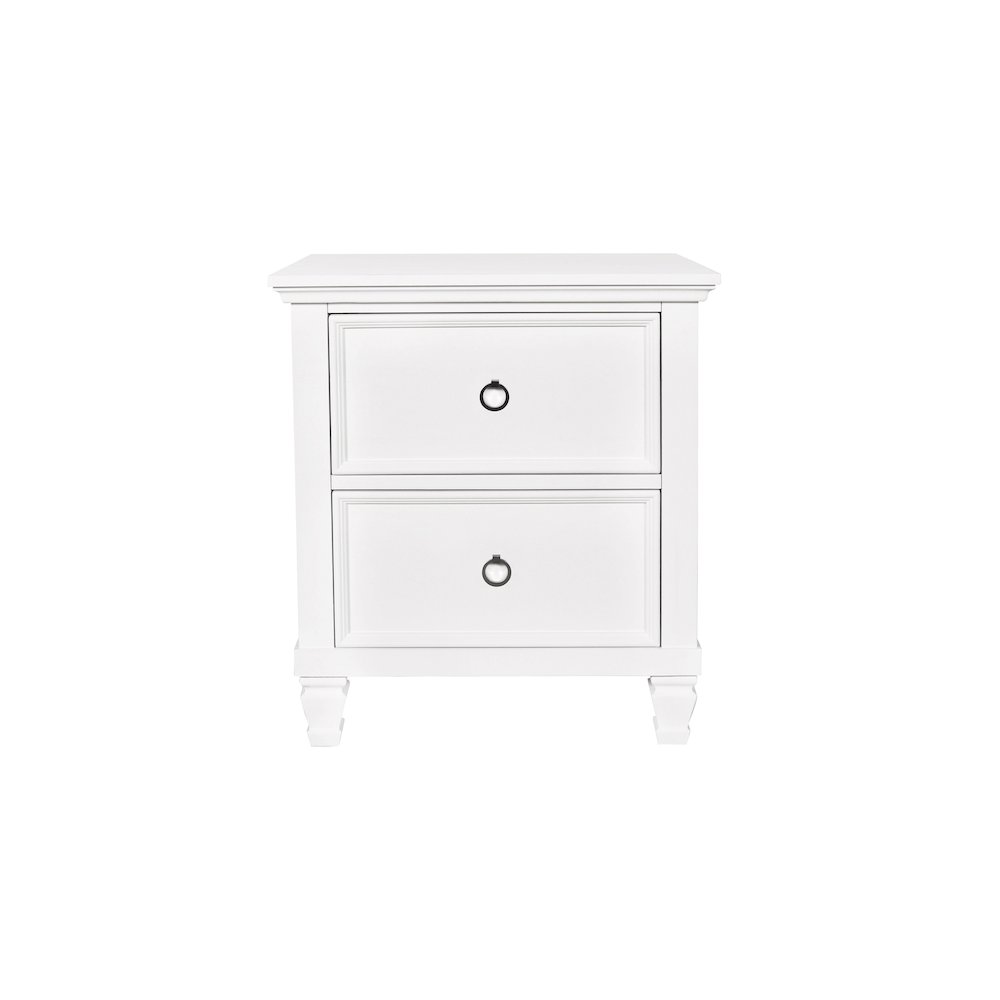 Tamarack Wood 2-Drawer Nightstand in White. Picture 3