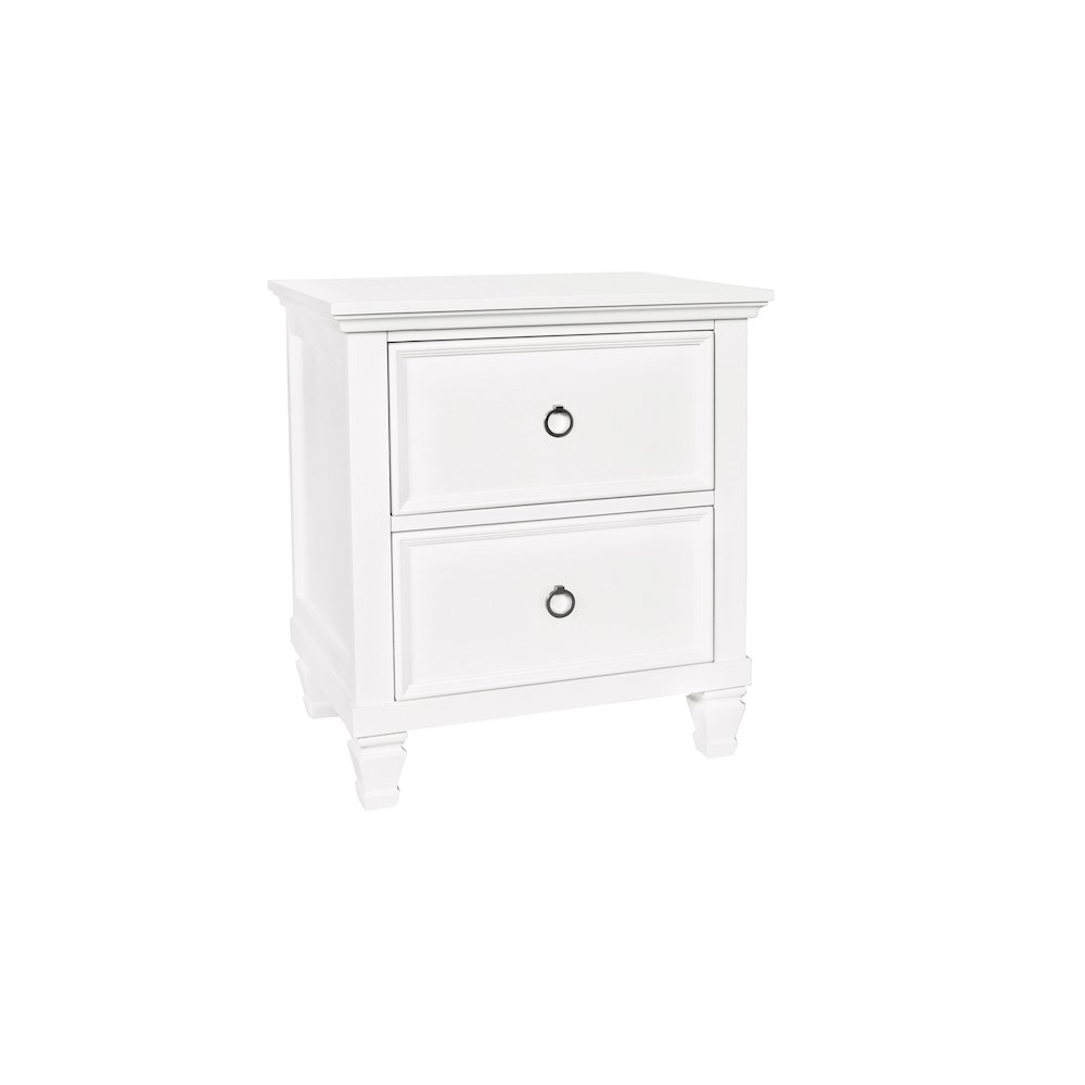 Tamarack Wood 2-Drawer Nightstand in White. Picture 1