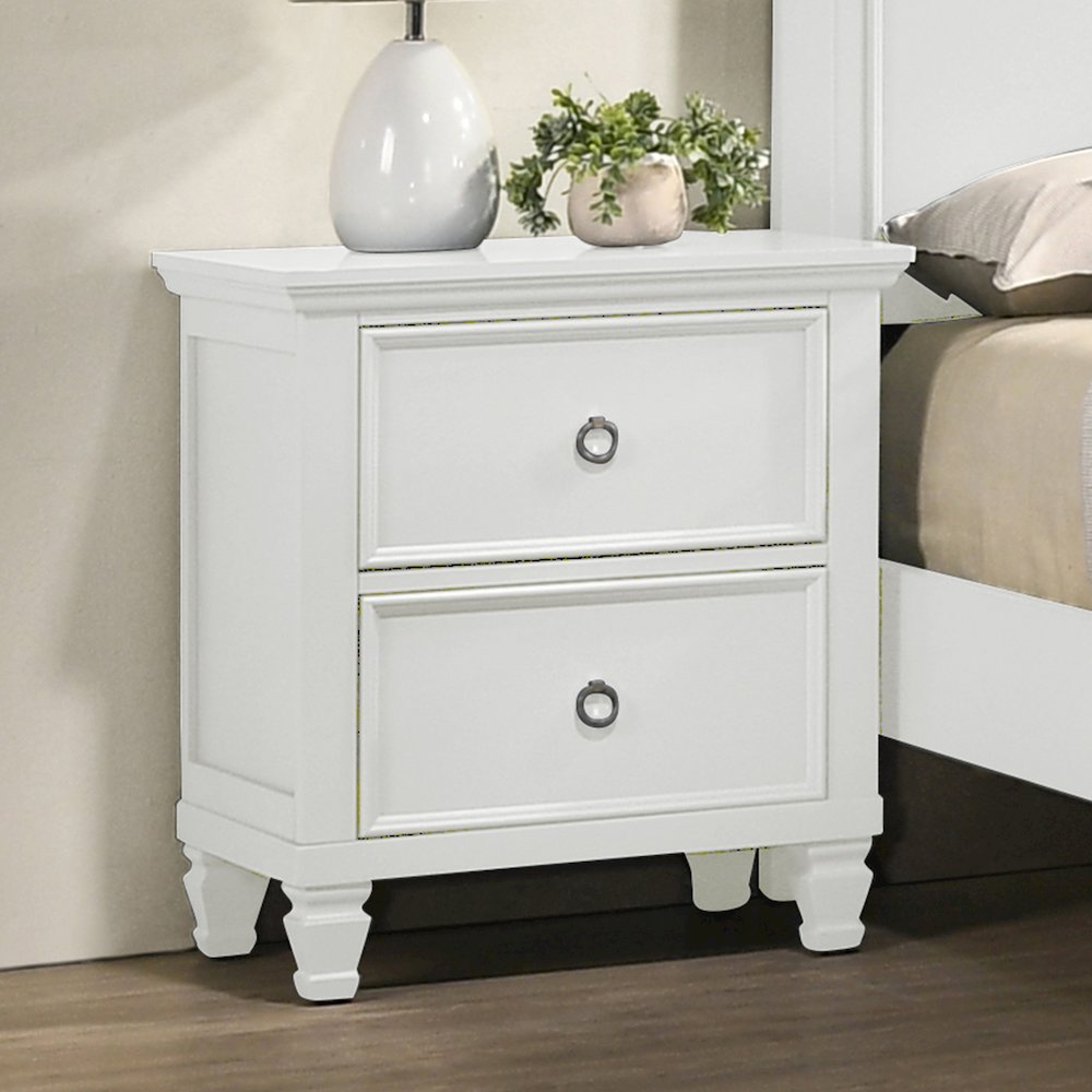 Tamarack Wood 2-Drawer Nightstand in White. Picture 2
