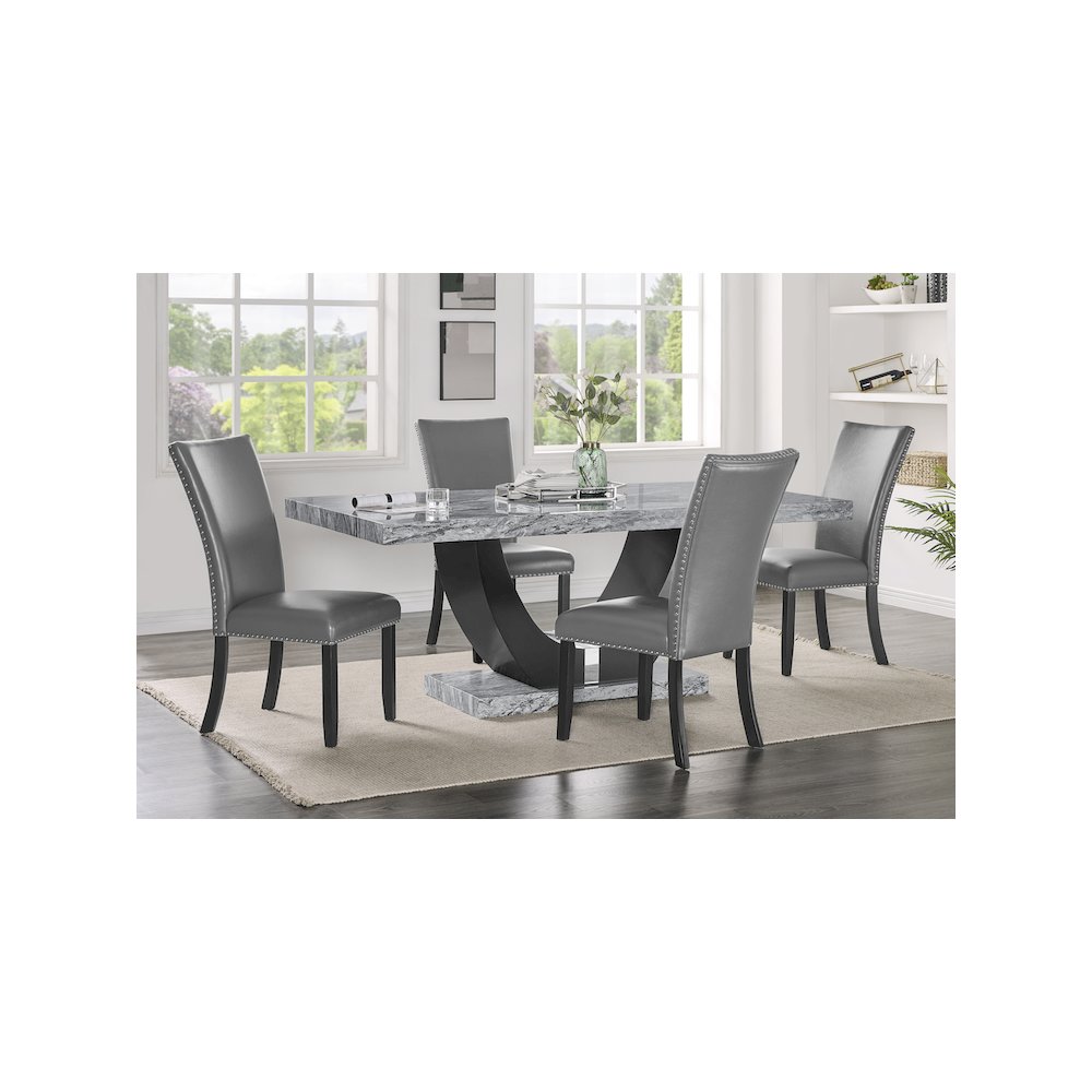 Lyra 5-Piece Wood Dining Table Set, Gray. Picture 2