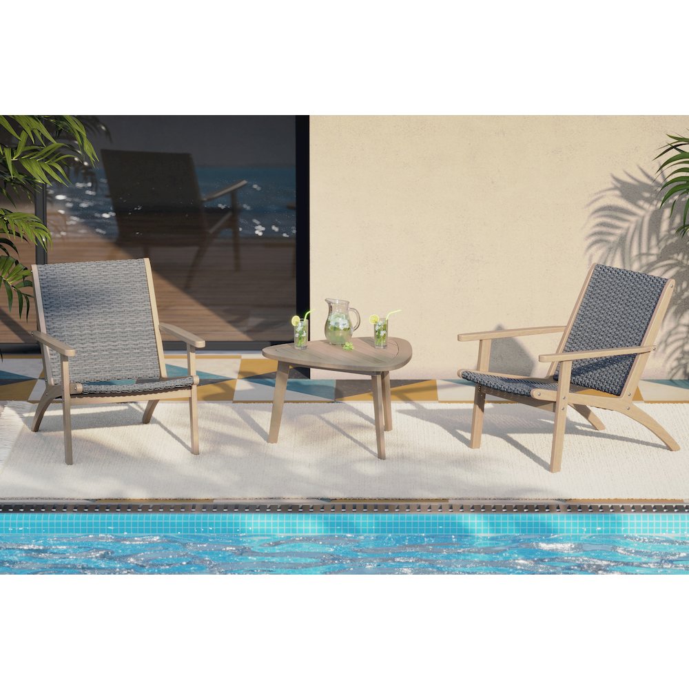 Radius 3-Piece Wood and Wicker Patio Set in Gray. Picture 10