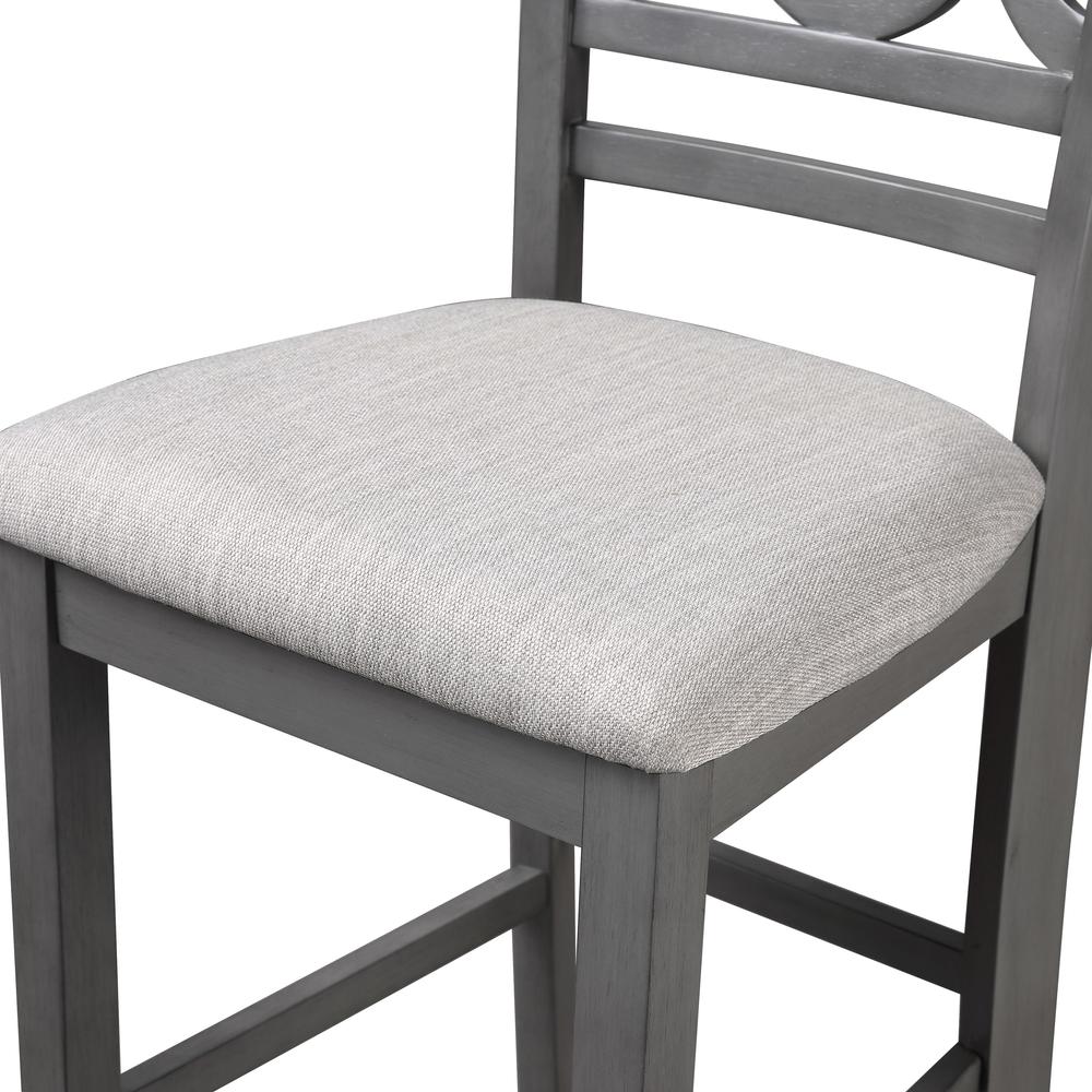 Cori 5-Piece Wood Round Counter Table Set with 4 Chairs in Gray. Picture 2