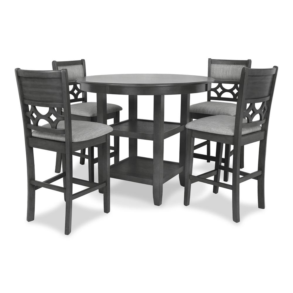 Furniture Mitchell 5-Piece Transitional Wood Counter Set in Gray. Picture 5