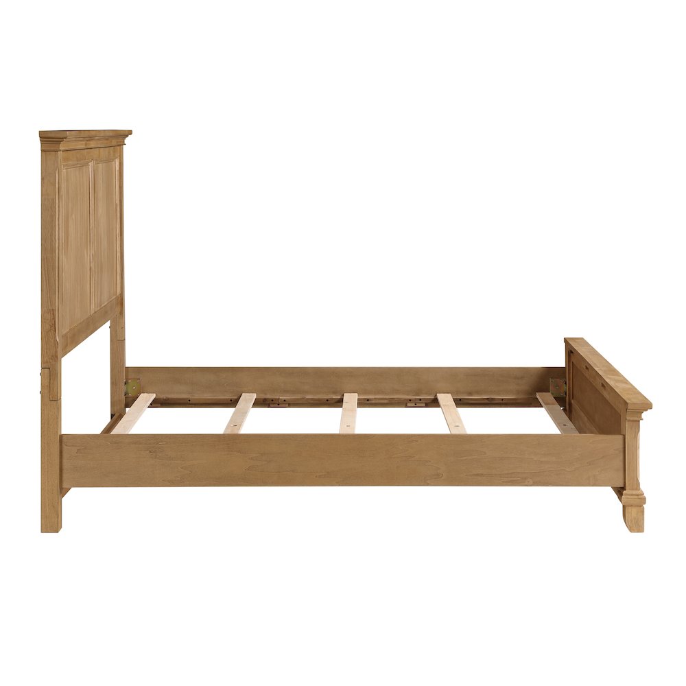 Sunstone Wood Queen Panel Bed in Honey Brown. Picture 3