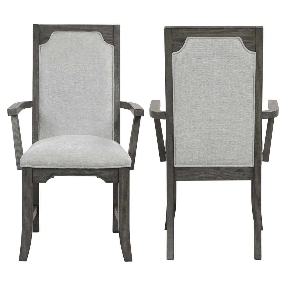 New Classic Furniture Lisbon Wood Dining Arm Chair in Gray (Set of 2). Picture 1