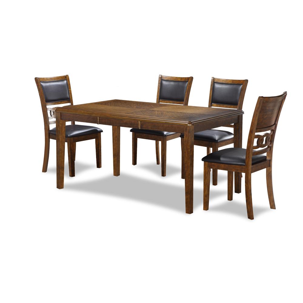 Gia 6 Pc Dining Table, 4 Chairs & Bench -Brown. Picture 4