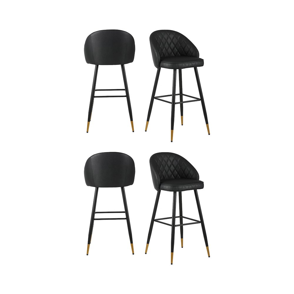 New Classic Furniture Oliver Vegan Leather Bar Chair in Black (Set of 4). Picture 1