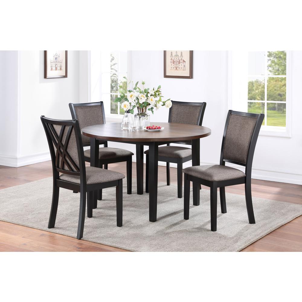 Potomac 48" Round Dining Table & 4 Chairs-Brown/Black. Picture 2