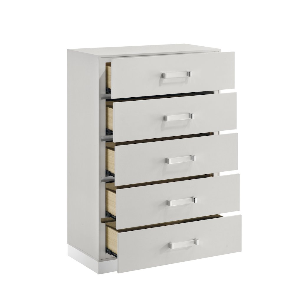 Europa Wood 5-Drawer Chest, White. Picture 3