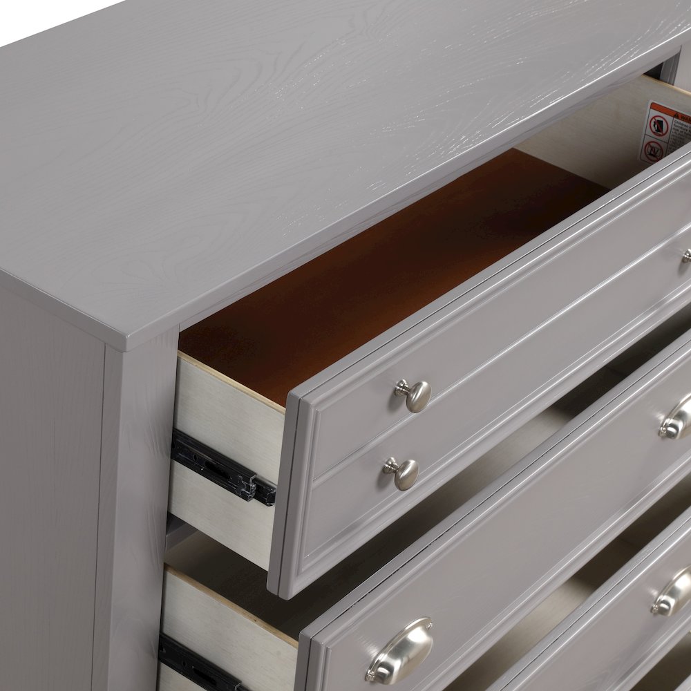 Jamestown Wood 5-Drawer Chest, Gray. Picture 6