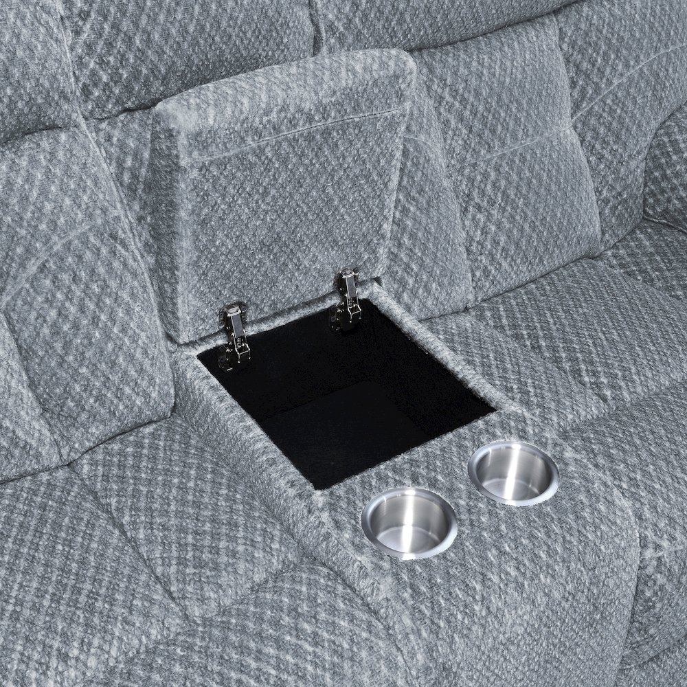 Bravo Console Loveseat W/ Dual Recliners-Stone. Picture 4