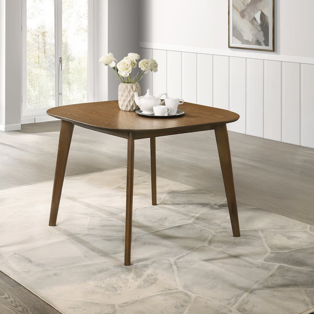 Miller 39" Wood Square Dining Table in Walnut. Picture 2