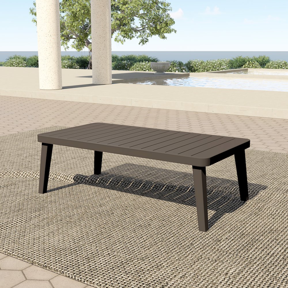 Genova Metal Patio Coffee Table in Brown. Picture 7