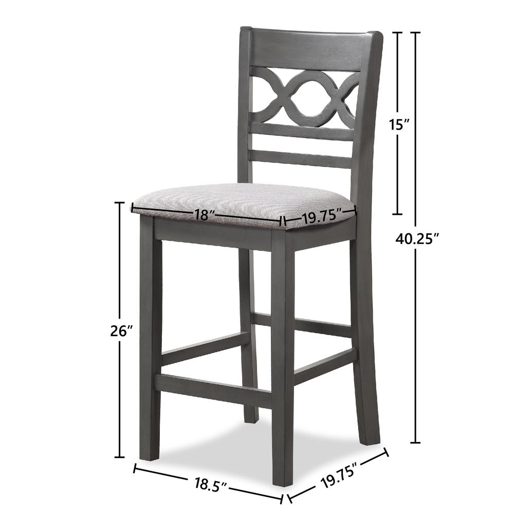 Cori 5-Piece Wood Round Counter Table Set with 4 Chairs in Gray. Picture 4