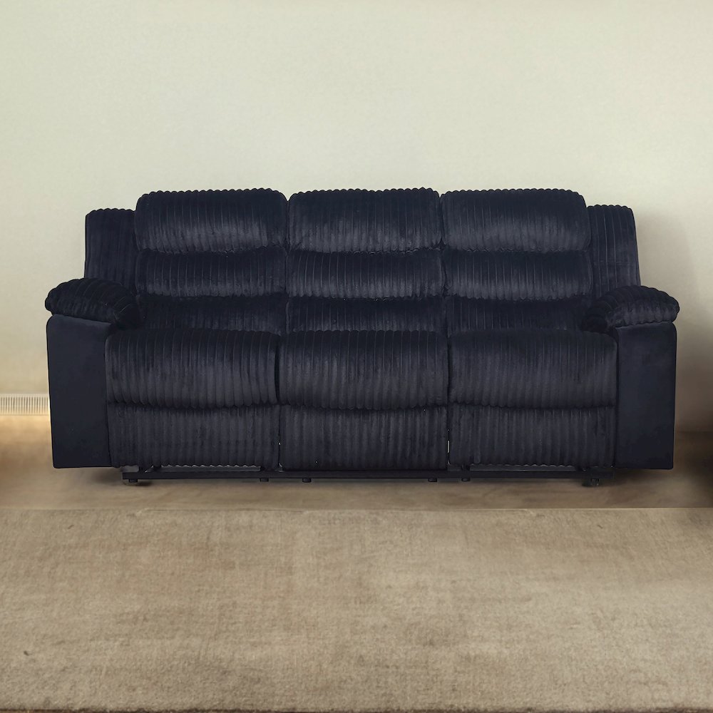 Willow Wood & Fabric Sofa with Dual Recliner in Black. Picture 7