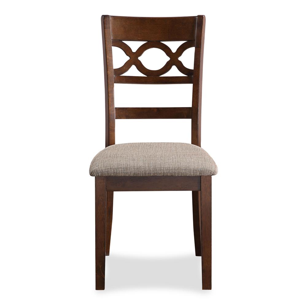 Cori 5-Piece Wood Round Dining Table Set with 4 Chairs in Cherry. Picture 8
