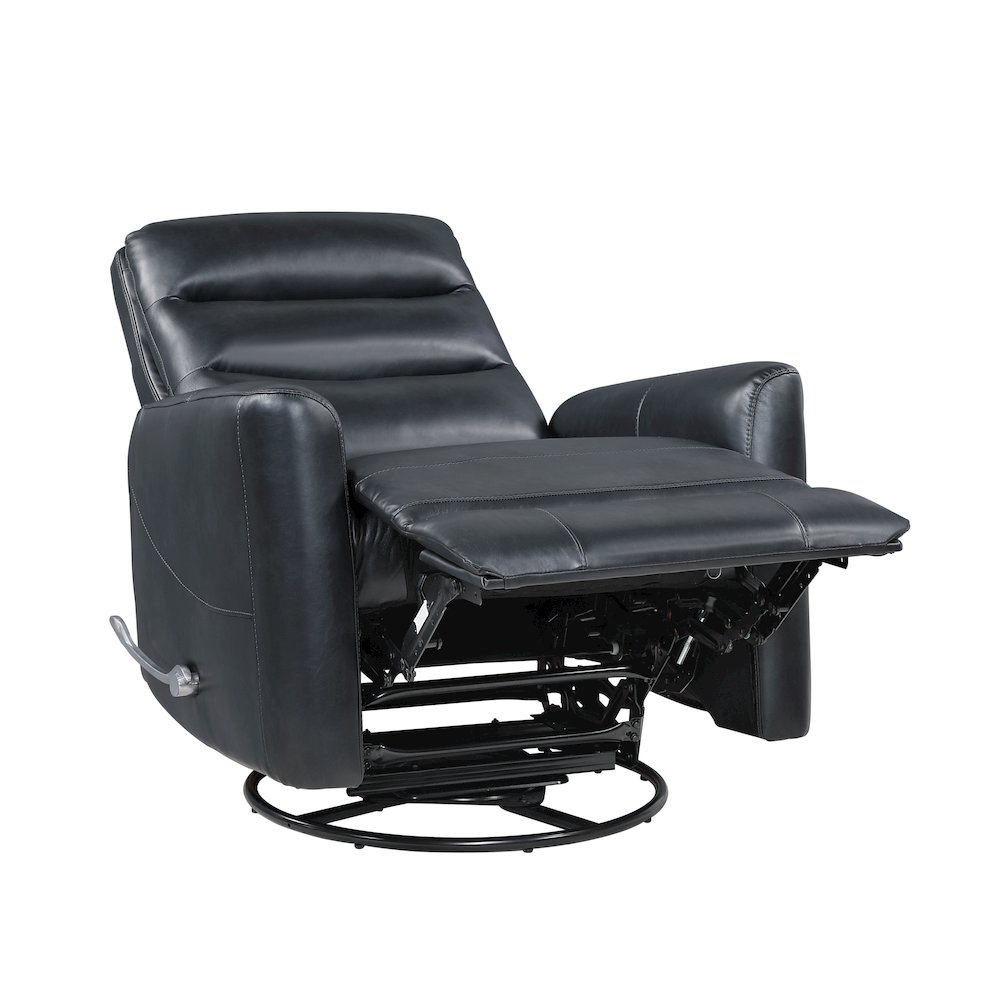 Takami Faux Leather Swivel Recliner, Black. Picture 3