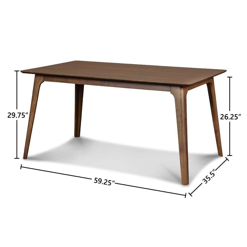 Furniture Oscar 59" Solid Wood Retangular Dining Table in Walnut. Picture 8