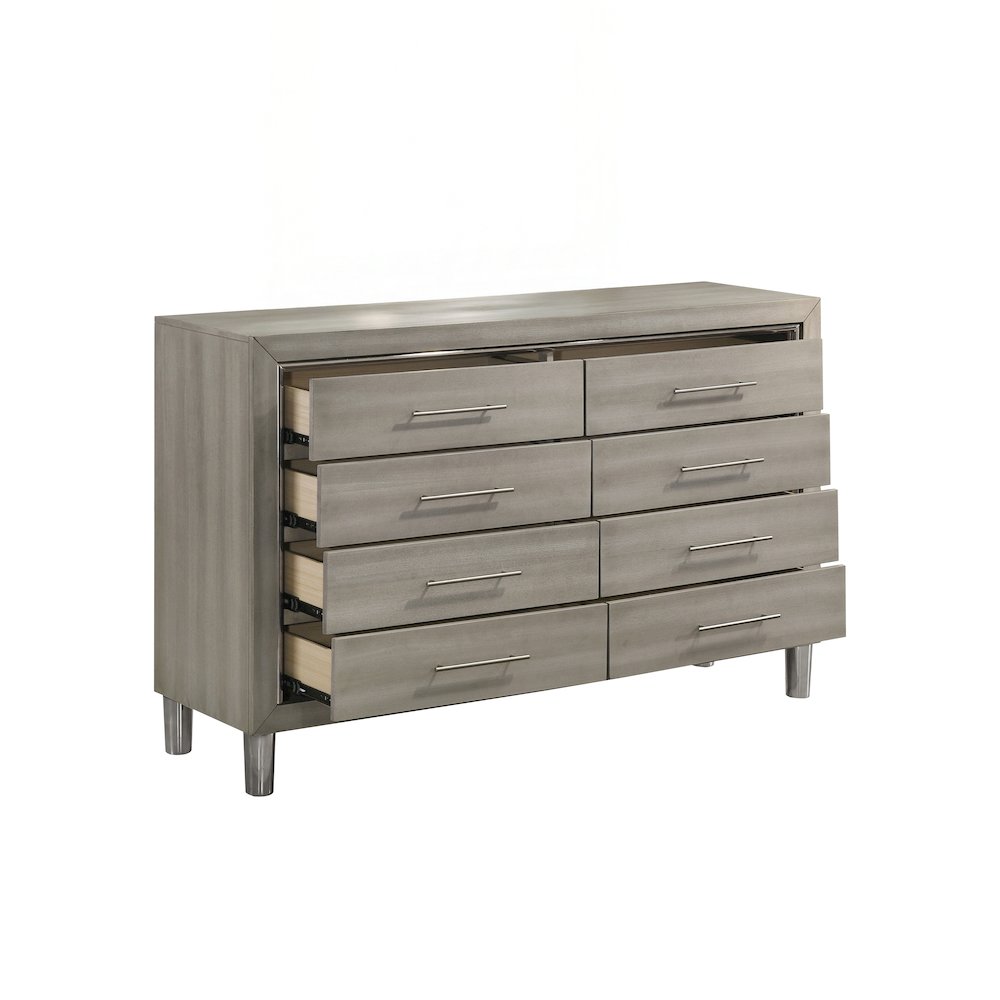 New Classic Furniture Lennox Wood Modern 8-Drawer Dresser in Gray. Picture 4