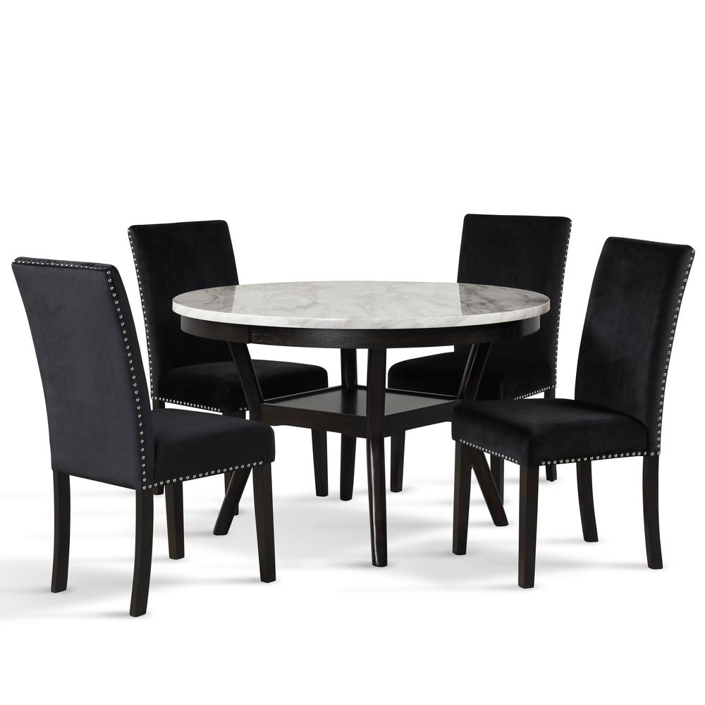 Furniture Celeste Faux Marble & Wood Dining Table in Espresso. Picture 8