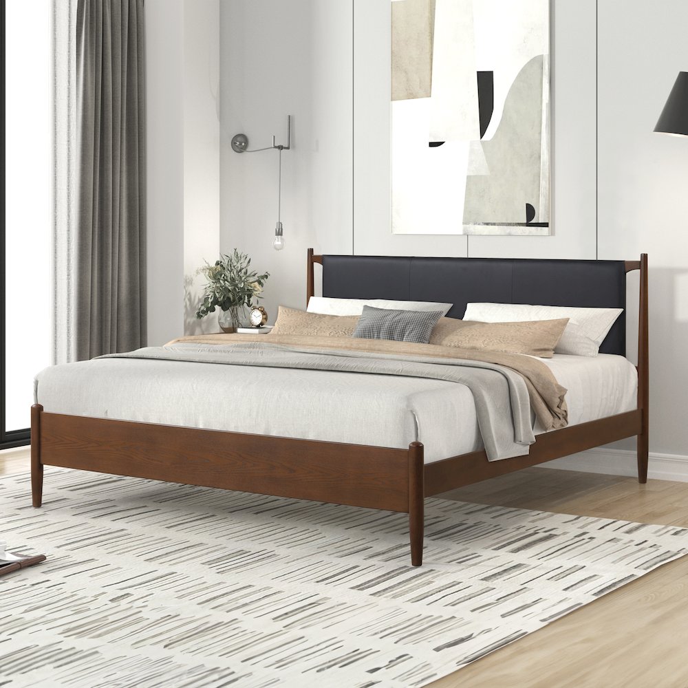 Ian King Wood Platform Bed, Cherry. Picture 6