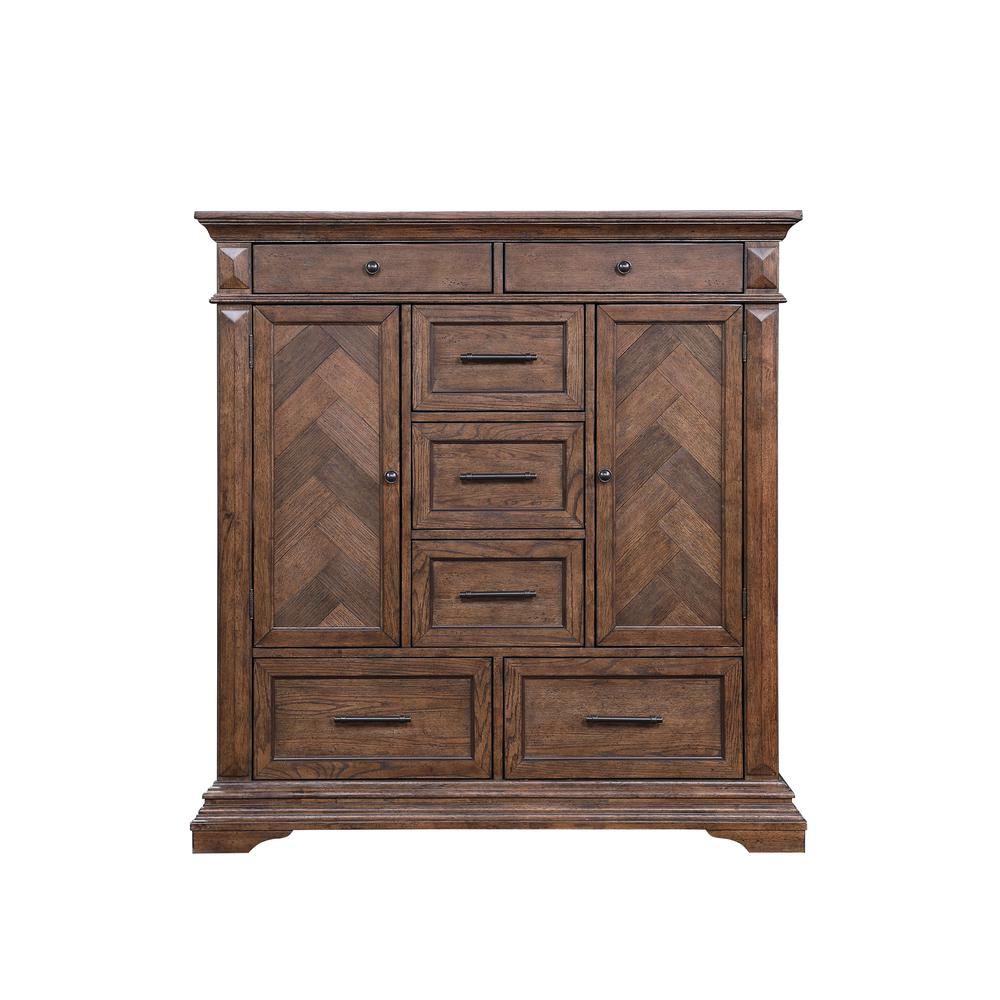 Furniture Mar Vista Solid Wood 6-Drawer Door Chest in Brushed Walnut. Picture 2