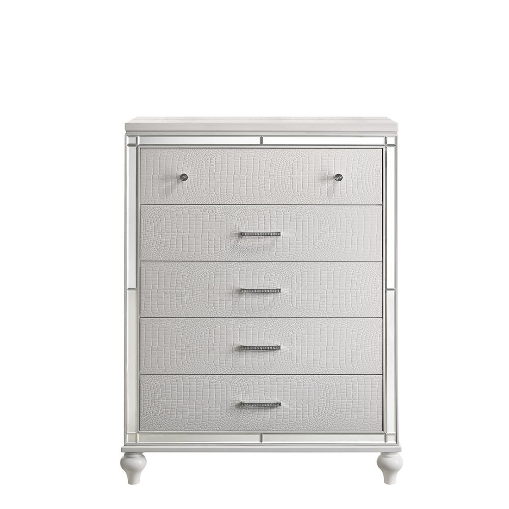 Furniture Modern Style Solid Wood Chest in White Finish. Picture 2