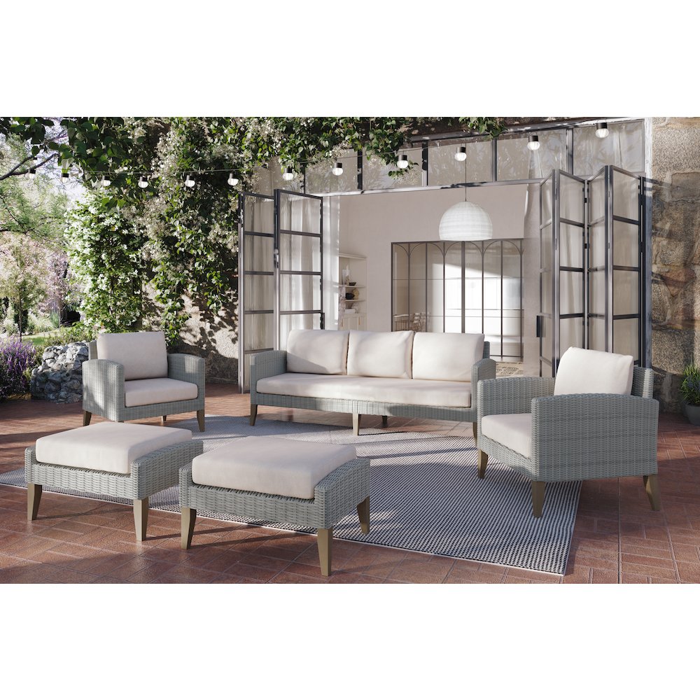 Carezza 5-Piece Wood Patio Conversation Set, Taupe. Picture 11