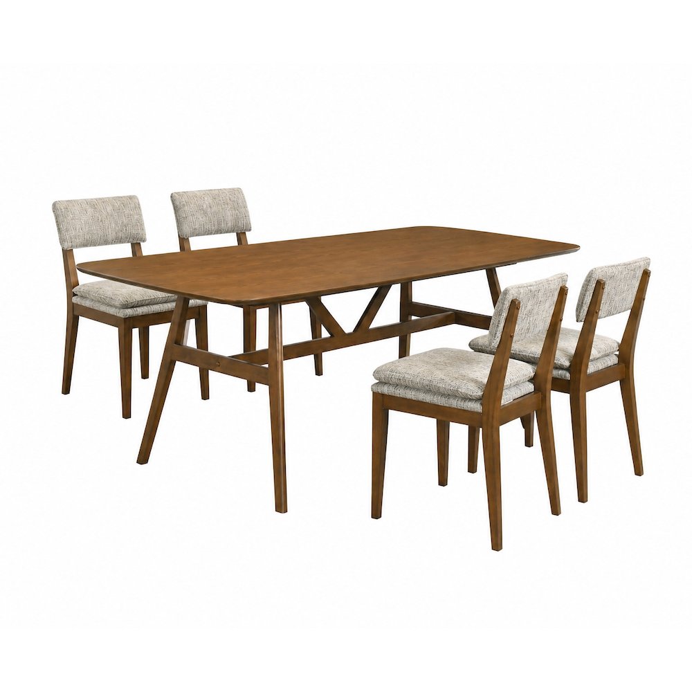 Miller 5-Piece Wood Rectangular Dining Set in Walnut. Picture 1