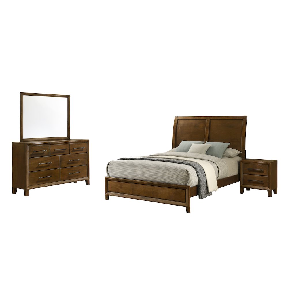 Ballard 4-Piece Wood Queen Bedroom Set in Walnut. Picture 1