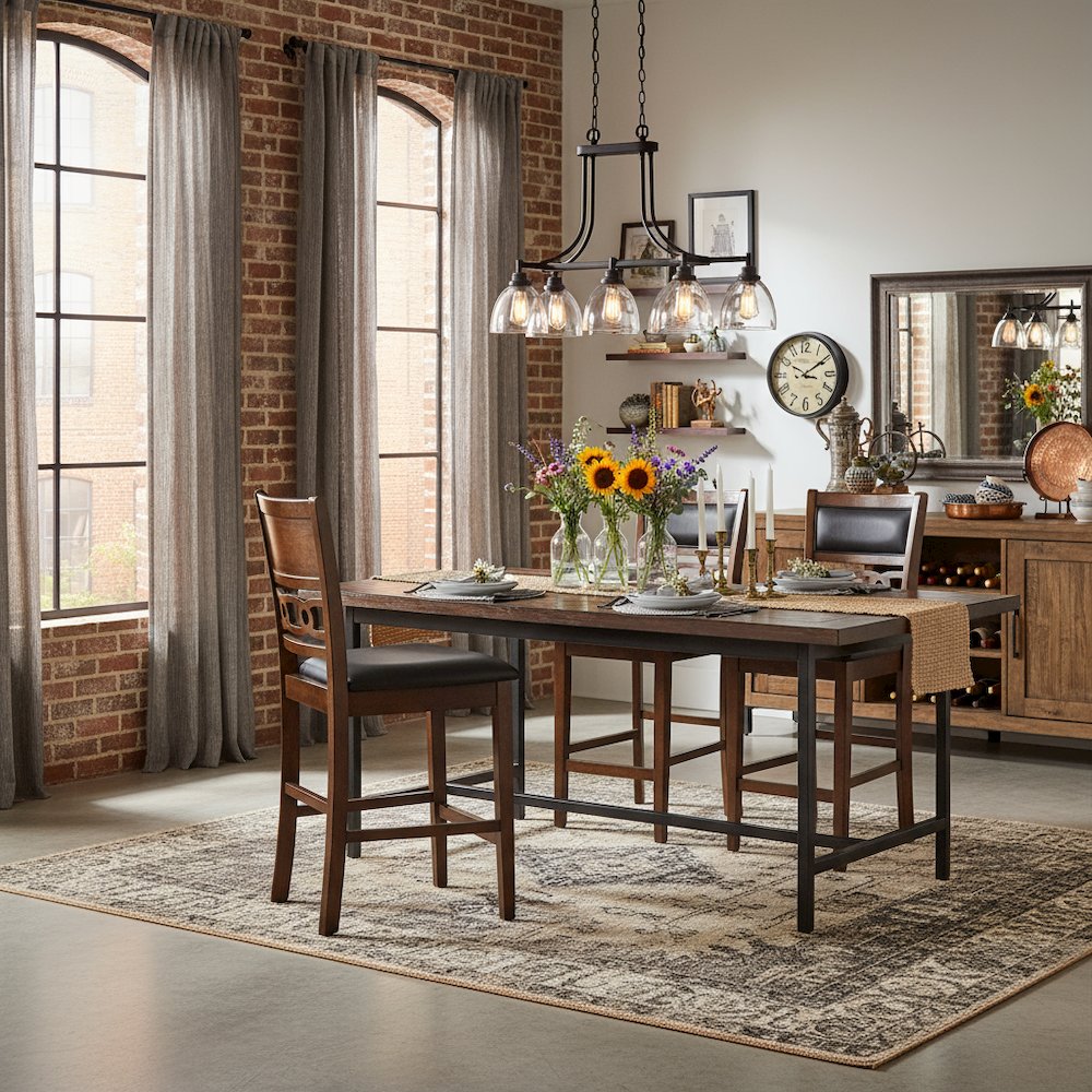 Brown Wood Dining Chairs Set Of 2, Faux Leather Farmhouse Style Dining Chairs. Picture 3