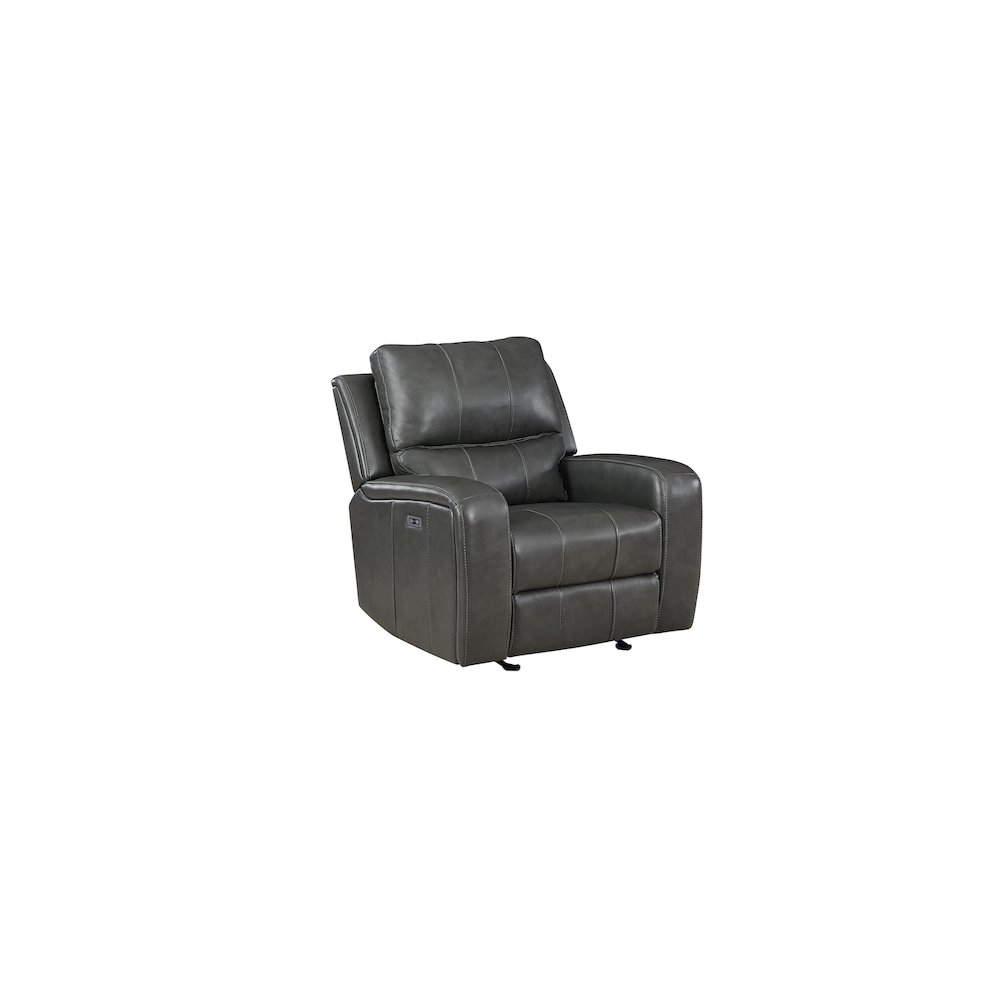 Linton Leather Glider Recliner W/ Pwr Fr-Gray. Picture 1