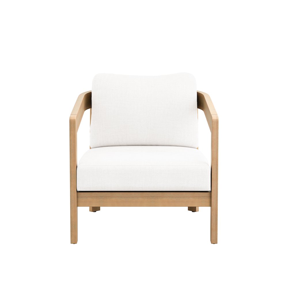 Wesley 3-pc Wood Patio Conversation Set in Natural/White. Picture 2