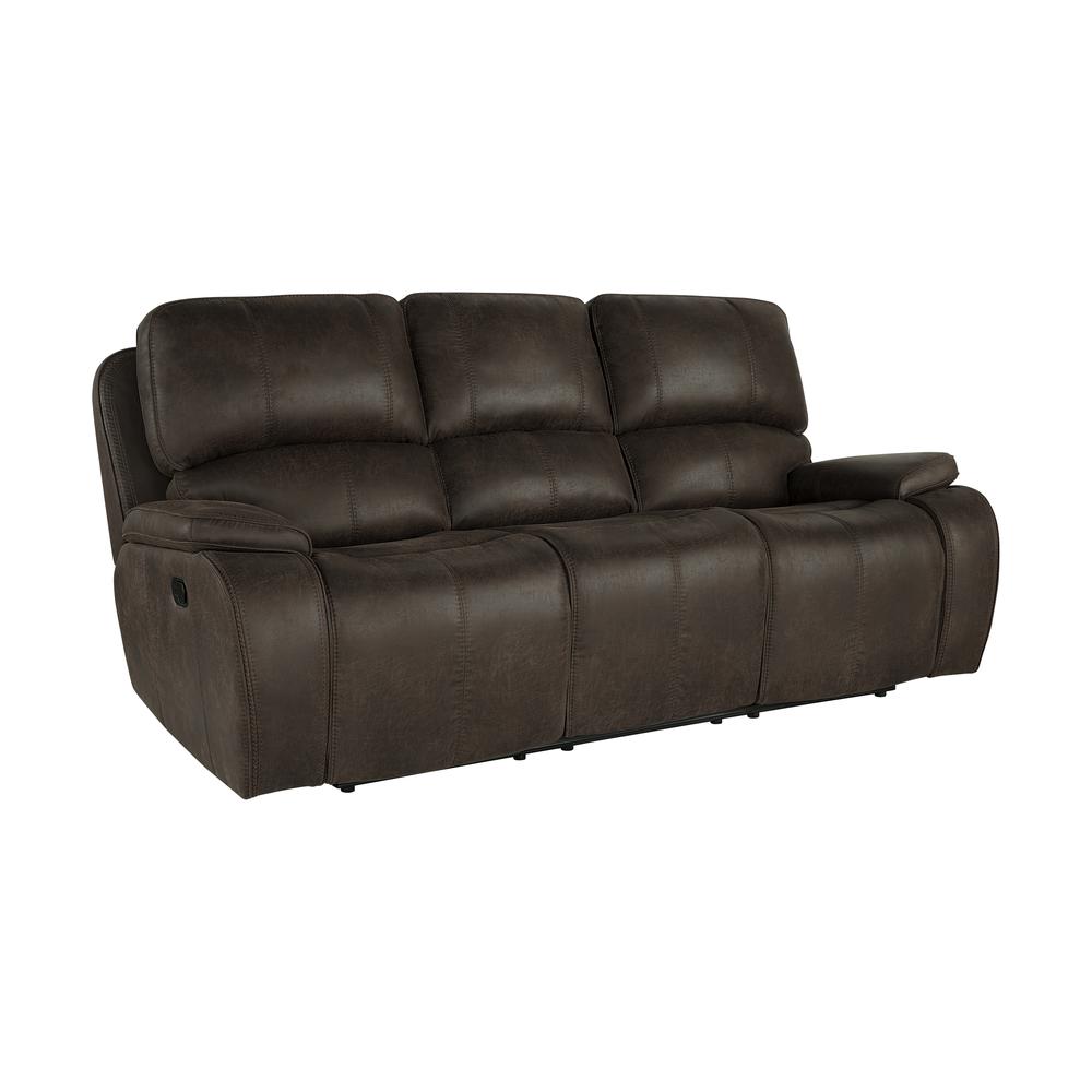 Brookings  Sofa W/Dual Recliner-Brown. Picture 1