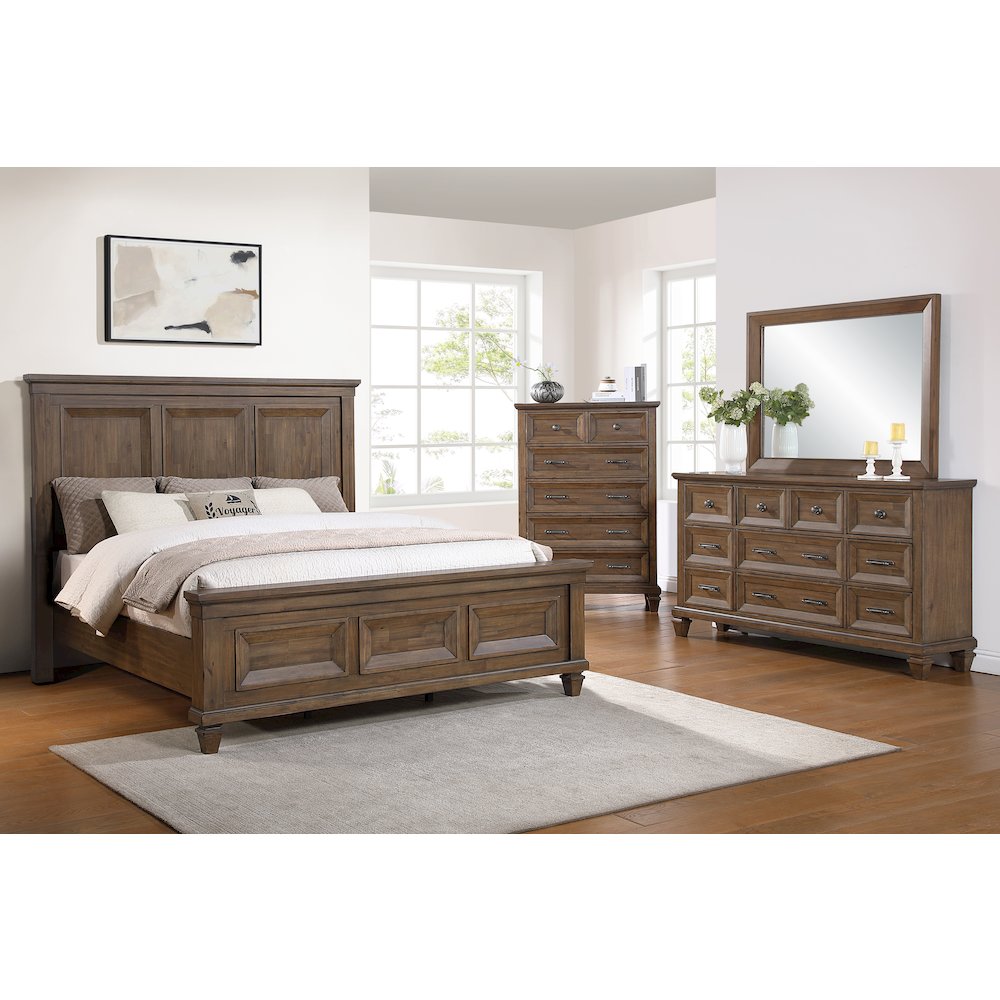 Mariana 4-Piece Wood King Bedroom Set, Chest, Mocha. Picture 10