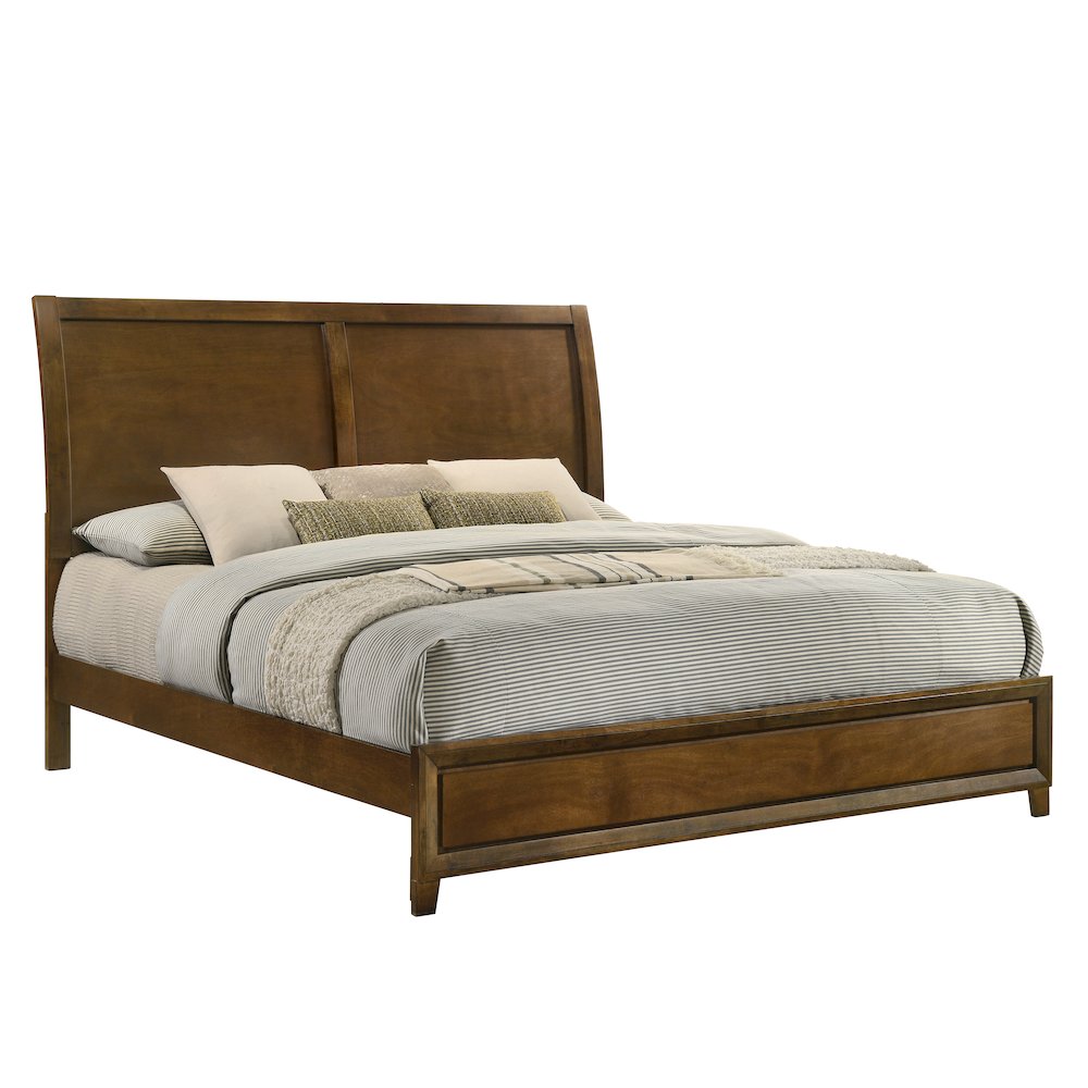 Ballard Wood King Panel Bed in Walnut Brown. Picture 1