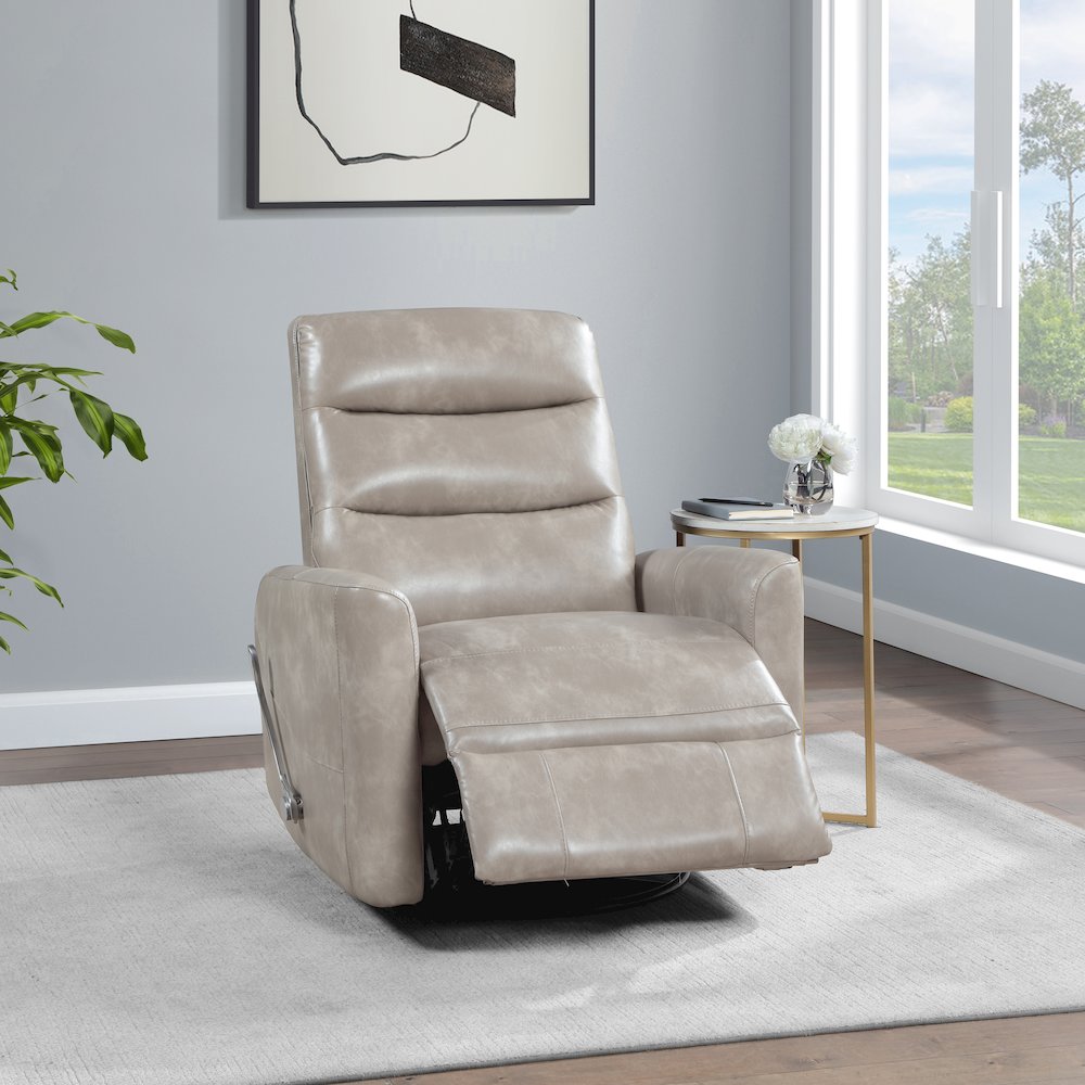 Takami Faux Leather Swivel Recliner, Gray. Picture 8