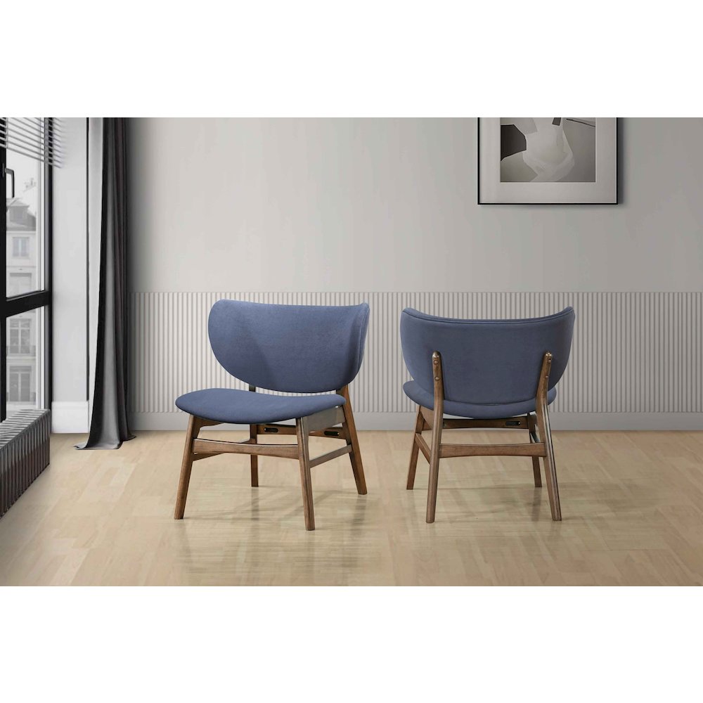Adler 2-Piece Wood & Fabric Lounge Chair in Blue. Picture 8