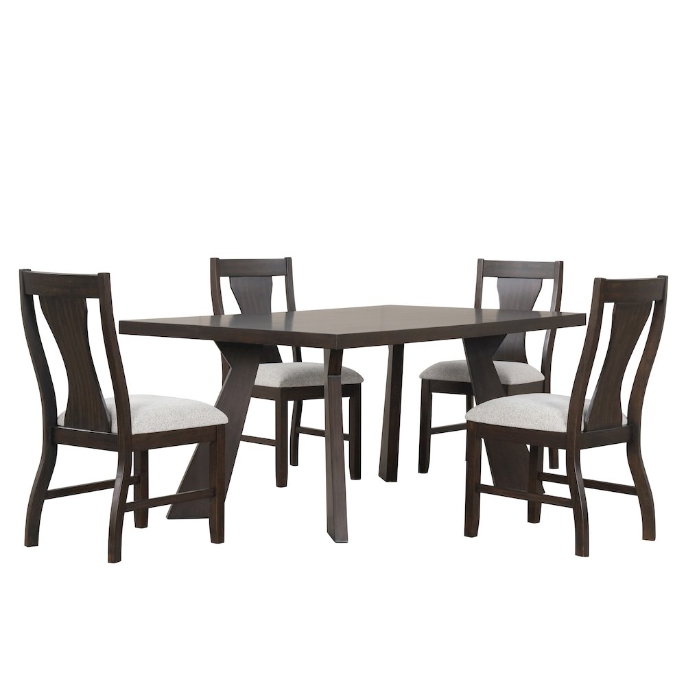 Chestnut Ridge 5-Piece Wood Dining Table Set in Brown. Picture 3