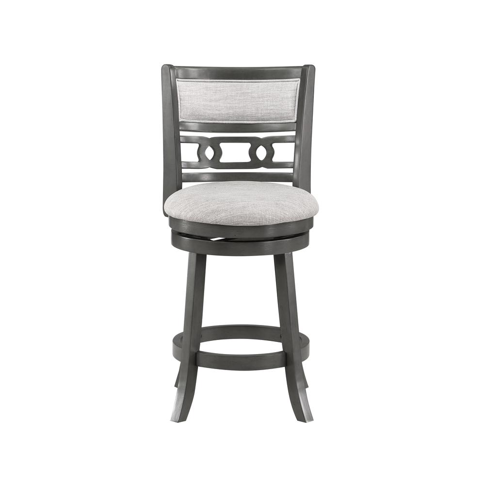 Gia 24" Solid Wood Swivel Counter Stool with Fabric Seat in Gray. Picture 2
