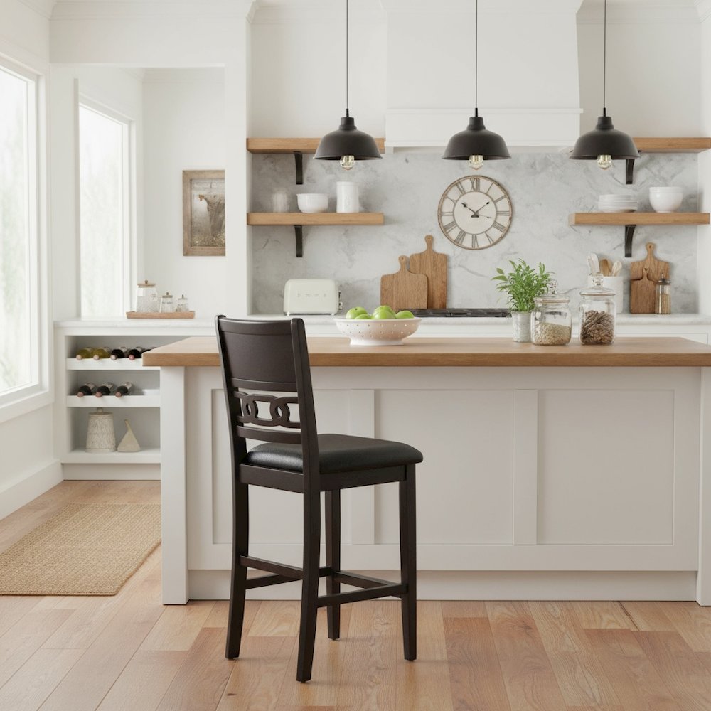 Solid Wood Counter Chairs Set of 2 Ebony Black. Picture 7