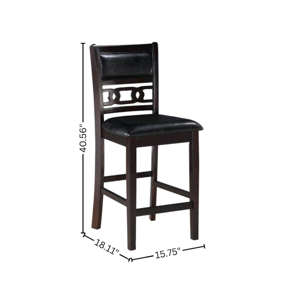 Solid Wood Counter Chairs Set of 2 Ebony Black. Picture 6
